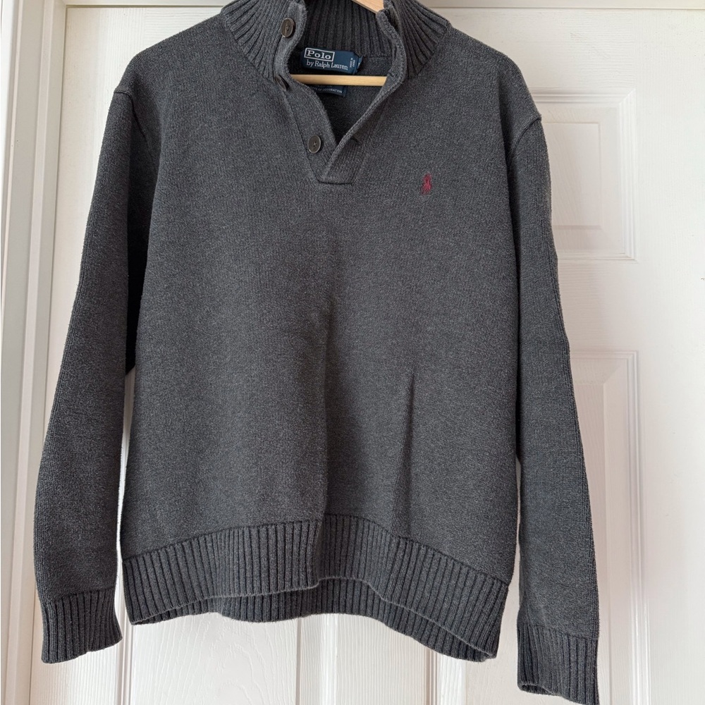 Men's Charcoal Polo Sweater